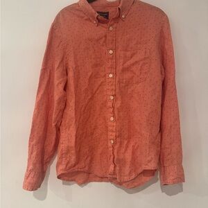 Men's Coral Button-Up Shirt 100% linen